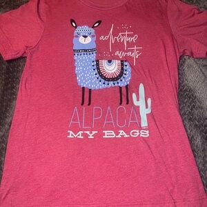 Women’s Llama Graphic T-Shirt - berry